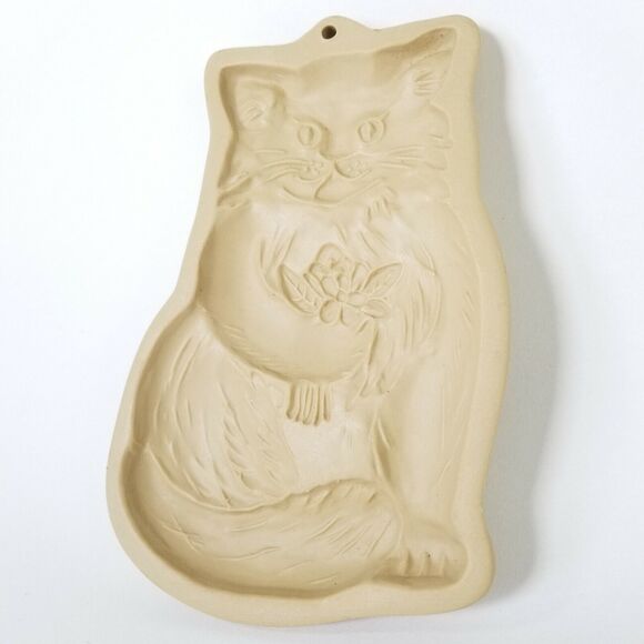 Brown Bag Cookie Art Mold 1983 Cat Holding Flowers Baking Cooking Kitchen Decor - Picture 8 of 8